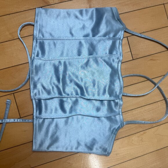 H&M Divided Satin Corset Lace Up Cropped Top Light Blue Size Small - Picture 5 of 8